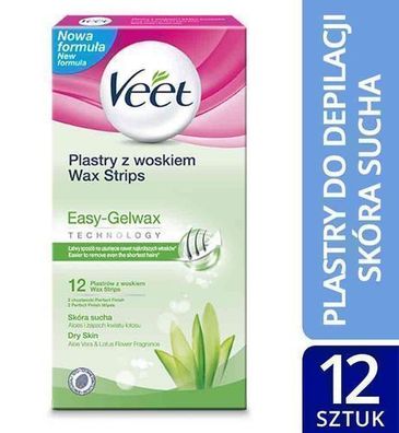 Veet Easy-Gel Körperhaar-Wachsstreifen, 12 Stk