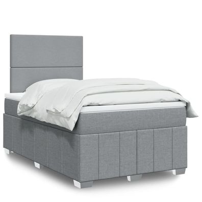 vidaXL Boxspringbett mit Matratze Hellgrau 120x200 cm Stoff