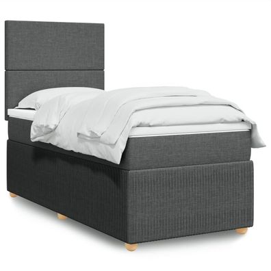 vidaXL Boxspringbett mit Matratze Dunkelgrau 80x200 cm Stoff