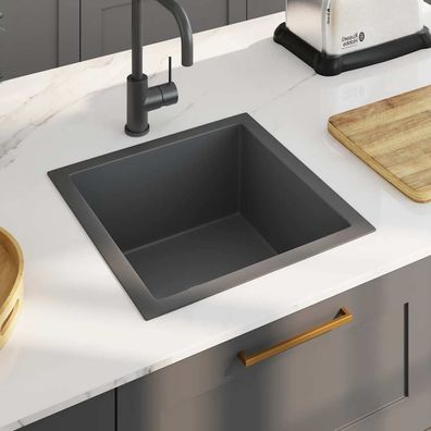 vidaXL Handgefertigte Küchenspüle Schwarz Edelstahl