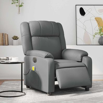 vidaXL Massagesessel Elektrisch Grau Kunstleder