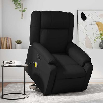 vidaXL Massagesessel mit Aufstehhilfe Elektrisch Schwarz Kunstleder