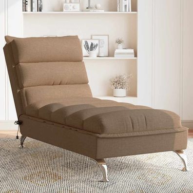 vidaXL Massage-Chaiselongue mit Kissen Braun Stoff