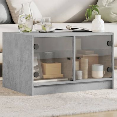 vidaXL Couchtisch mit Glastüren Betongrau 68x50x42 cm