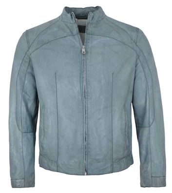 Milestone - Herren Lederjacke Lammnappa jeans blau