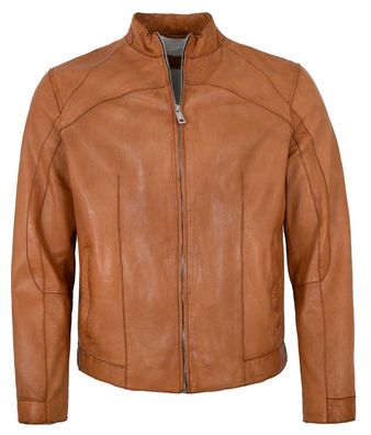 Milestone - Herren Lederjacke Lammnappa gebranntes orange