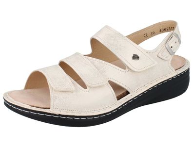 FINN Comfort Praia Damen Sandalen mit Wechselfußbett beige gold Nubukleder