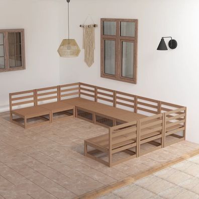 vidaXL 9-tlg. Garten-Lounge-Set Massivholz Kiefer
