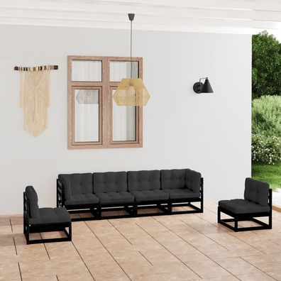 vidaXL 6-tlg. Garten-Lounge-Set mit Kissen Massivholz Kiefer