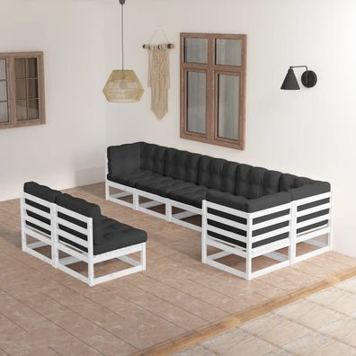 vidaXL 8-tlg. Garten-Lounge-Set mit Kissen Massivholz Kiefer