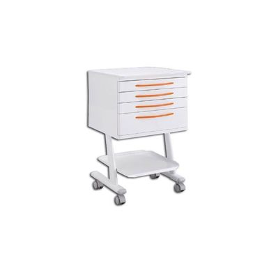 Zilfor Praxisrollwagen mit 4 Schubladen und 2 Ablageflächen, mobil, weiß (RAL 9003),