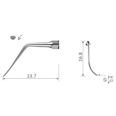 Ultraschallspitze PD2RD für Satelec* Paro von Xpedent Austria GmbH, nach rechts gebog