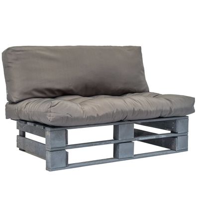 vidaXL Outdoor-Sofa Paletten mit Kissen in Grau Kiefernholz