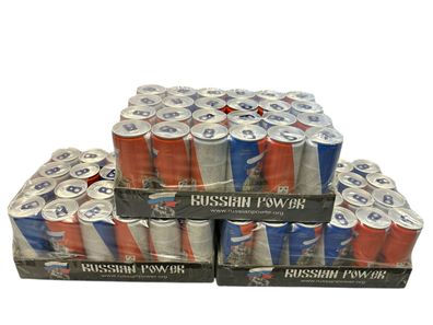 72 x Russian Power Zuckerfreier Energydrink 24 Dosen je Paket,3 Pakete je 250ml