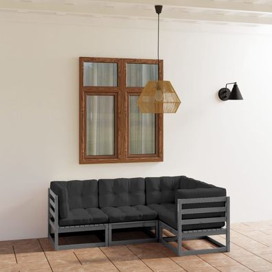 vidaXL 4-tlg. Garten-Lounge-Set mit Kissen Kiefer Massivholz