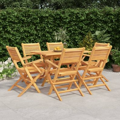 vidaXL 7-tlg. Garten-Essgruppe Massivholz Teak