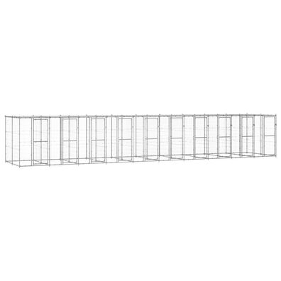 vidaXL Outdoor-Hundezwinger mit Überdachung Verzinkter Stahl 24,2 m²