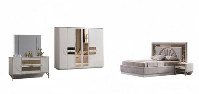 Schlafzimmer Komplettset Bett Set Möbel Gäste Zimmer Schrank Garnitur 5Tlg