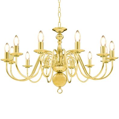 vidaXL Kronleuchter Golden 12 x E14-Glühbirnen