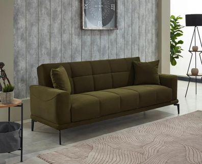 Dreisitzer Polstersofa Design 3 Sitzer Stoffsofa Grün Sofa Couch