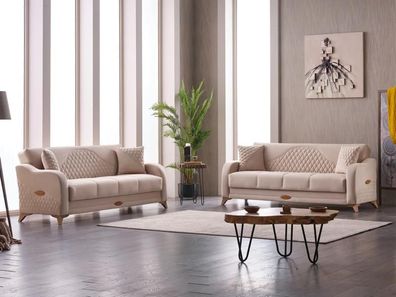 Couchen Garnitur Dreisitzer 3 Sitzer Beige Sofa Stoffsofa Polstersofa