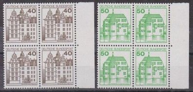 BRD 1980 postfrisch Burgen Schlösser4er Block Seitenrand MiNr. 1037-1038