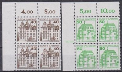 BRD 1980 postfrisch Burgen Schlösser4er Block Ecke links MiNr. 1037-1038