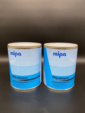 2x Mipa Mipatherm schwarz 750ml hitzebeständig Auspufflack Ofenlack Thermolack