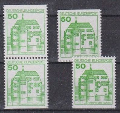 BRD 1980 postfrisch Burgen Schlösse sPaar und Eintel C/D Werte MiNr. 1038