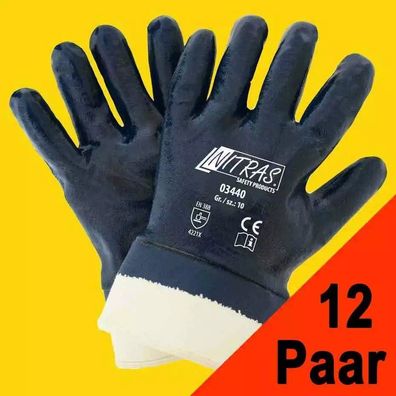 12 Paar Nitrilhandschuhe Arbeitshandschuhe Handschuhe NITRAS 03440 blau (Gr.8-11)