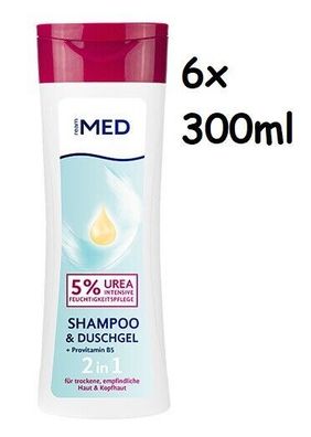 6x Ream MED Shampoo & Duschgel mit 5% Urea B5, 6x 300ml