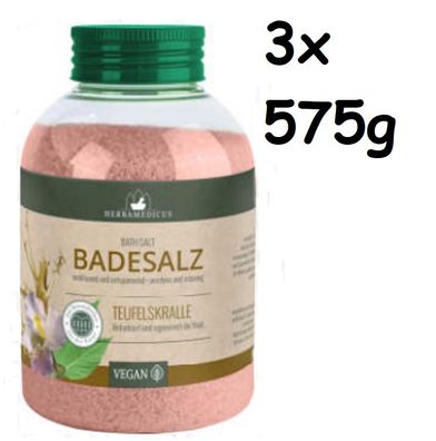 Herbamedicus Badesalz Teufelskralle wohltuend entspanend, 3x 575g