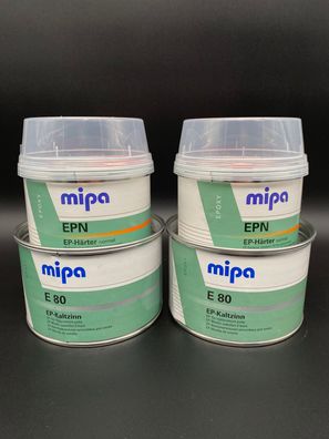 2x Mipa Set E 80 Kaltzinn 1kg & EP Härter 0,5 kg 2K Epoxi Füllspachtel Spachtel