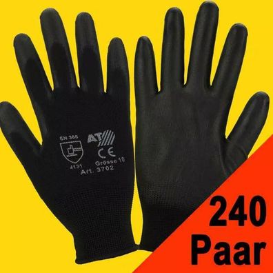 240 Paar Arbeitshandschuhe Montagehandschuhe Handschuhe 3702 schwarz (Gr.8-11)