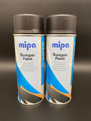 2x Mipa Bumper Paint Spray 400ml schwarz Stoßstangenlack Strukturbeschichtung