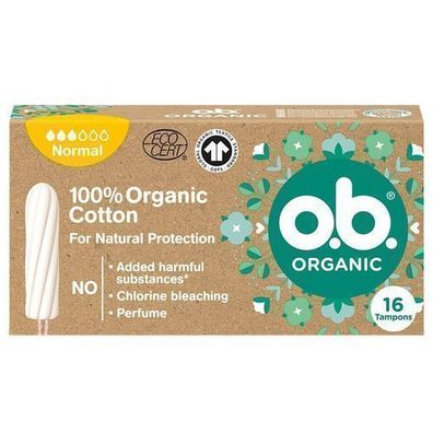 O.B. Biologische Tampons Normal, 16 Stk. - Natürliche Lösung für Hygiene