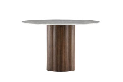 Furnlux Dining Table Haron Marble Grey & Walnut 120cm