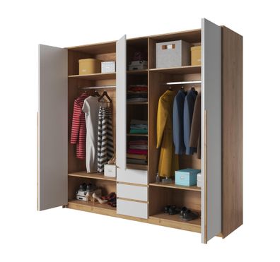 Furnlux Wardrobe Xelo White & Oak 230cm