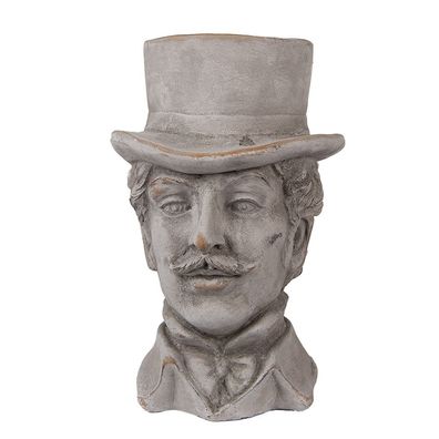 Clayre & Eef Blumentopf Mann 15x16x24 cm Grau Stein (Gr. 15x16x24 cm)