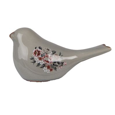 Clayre & Eef Dekorationsfigur Vogel 25x10x13 cm Grau Keramik (Gr. 25x10x13 cm)