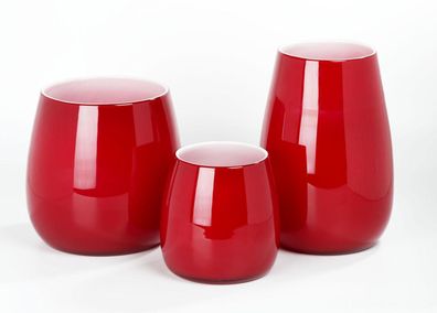 Lambert Pisano Vase klein Überfangglas rot, H 18 cm, D 17 cm 16949