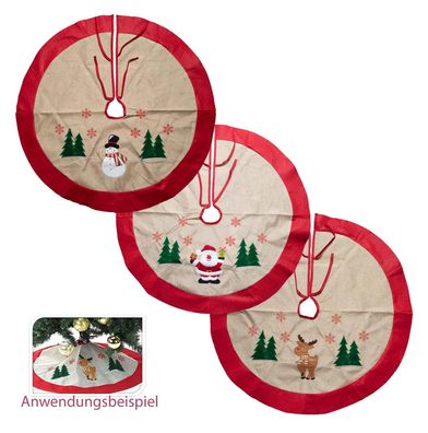 Weihnachtsbaumdecke 90cm Christbaumdecke Stick Motiv Schneemann Rentier Nikolaus