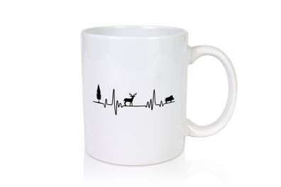 Jäger Herzschlag | Motiv Jagd | Rotwild | jagen - Tasse Weiß