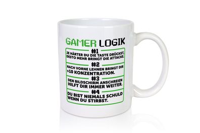 Gamer Logik | Zocker Spruch | Gaming Humor | lustig - Tasse Weiß