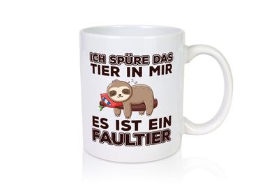 Faultier Spruch | Statement Tasse | Morgenmuffel | faul - Tasse Weiß