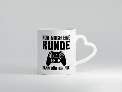 Nur noch eine Runde | Gamer Tasse | Zocken | Controller - Herz Tasse Weiß