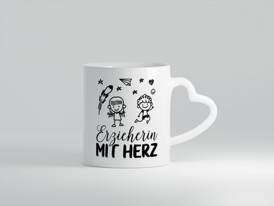 Erzieherin mit Herz - Herz Tasse Weiß