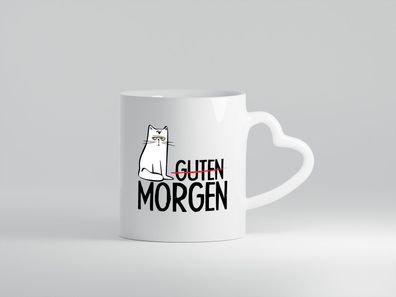 Guten Morgen Katze - Herz Tasse Weiß