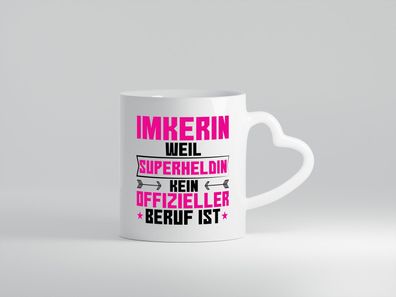 Superheldin Imkerin | Imkerei - Herz Tasse Weiß