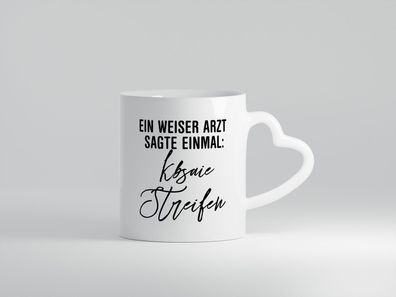 Weiser Arzt Tasse | unleserliche Schrift | Ärzte Humor - Herz Tasse Weiß